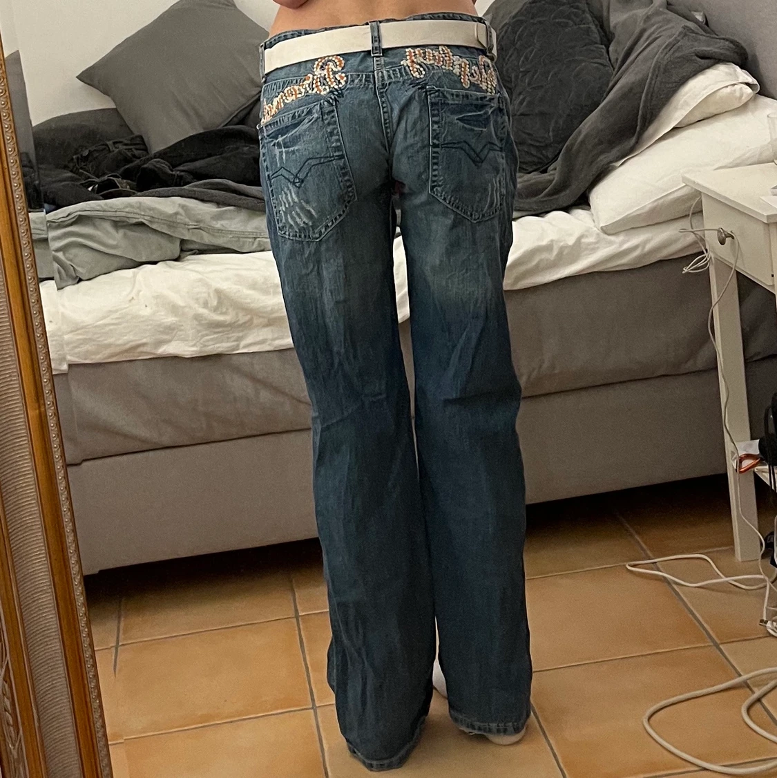 baggy lågmidjade byxor från replay - 91