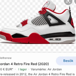 Jordan 4 fire reds - Säljer nu mina Jordan 4s Fire reds i strl 39, skriv privat för mer information och bilder, endast seriösa tack❤️❤️ nypriset på dess ligger på runt 5500 i 39 just nu så bud från 2000. Köpta på pardonmykicks i Göteborg. Kan även tänka bytas mot valentino skor