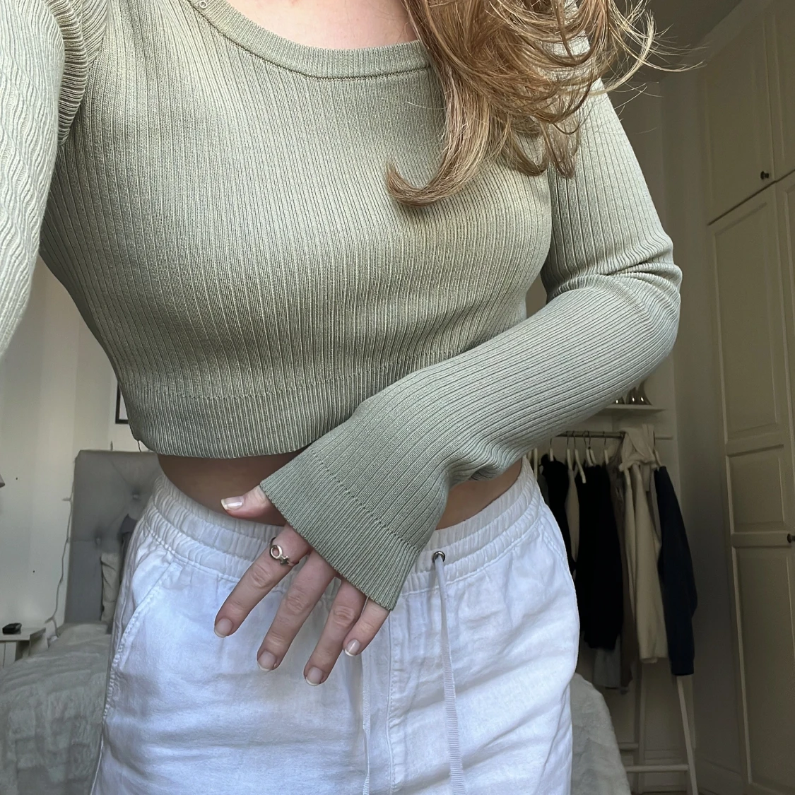 Croppad långärmad topp - 90