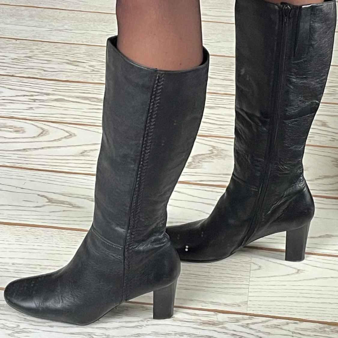 Svarta Ecco läderstövlar  - 90