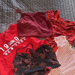 Klädpaket - 5 röda toppar i bra skick. Storlek XXS-XS-S blandade märken så som Gina tricot, hm, shein och new yorker💕