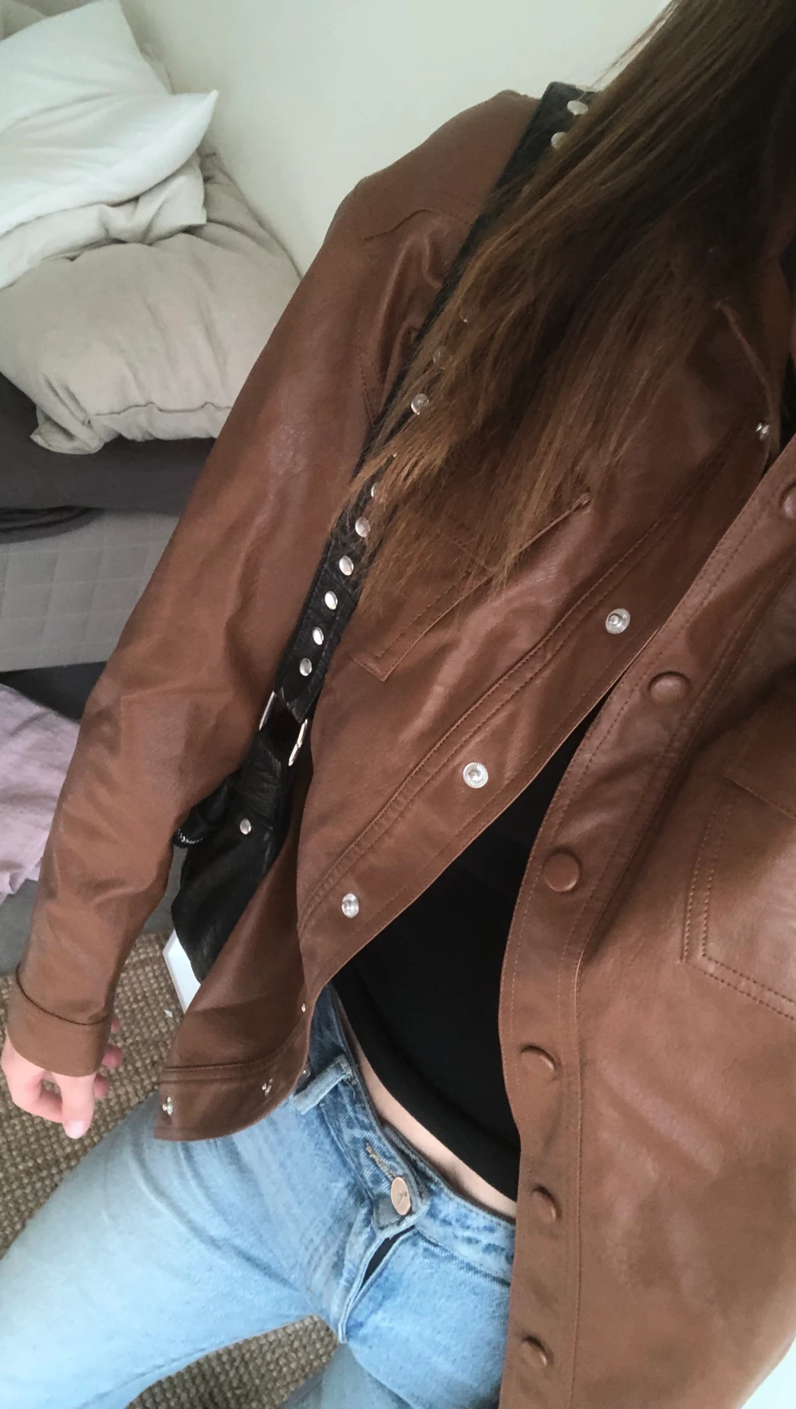 Brun läderjacka - 90
