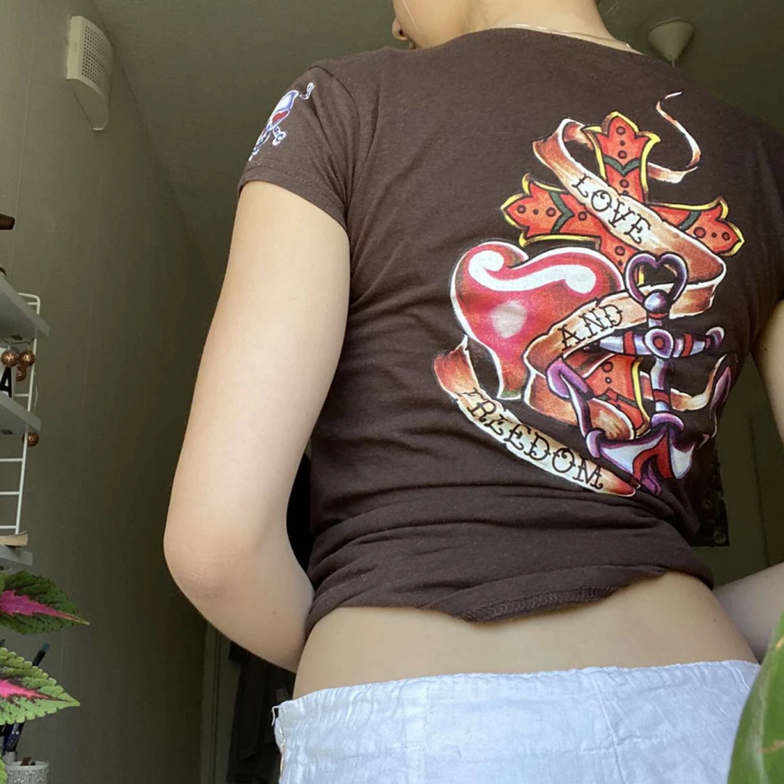 Brun T-shirt med tryck  - 90