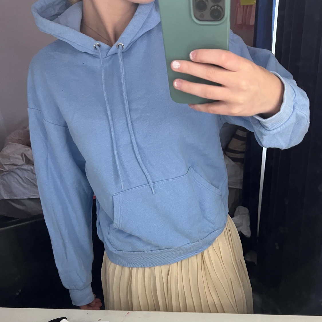 Ljusblå hoodie - 90