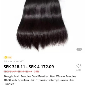Äkta löshår, clip in extenstion - Äkta brasilianskt löshår i svarta clip in extensions. 28inch/75cm. Använt endast 2 gånger. Säljer då jag bytt hårfärg