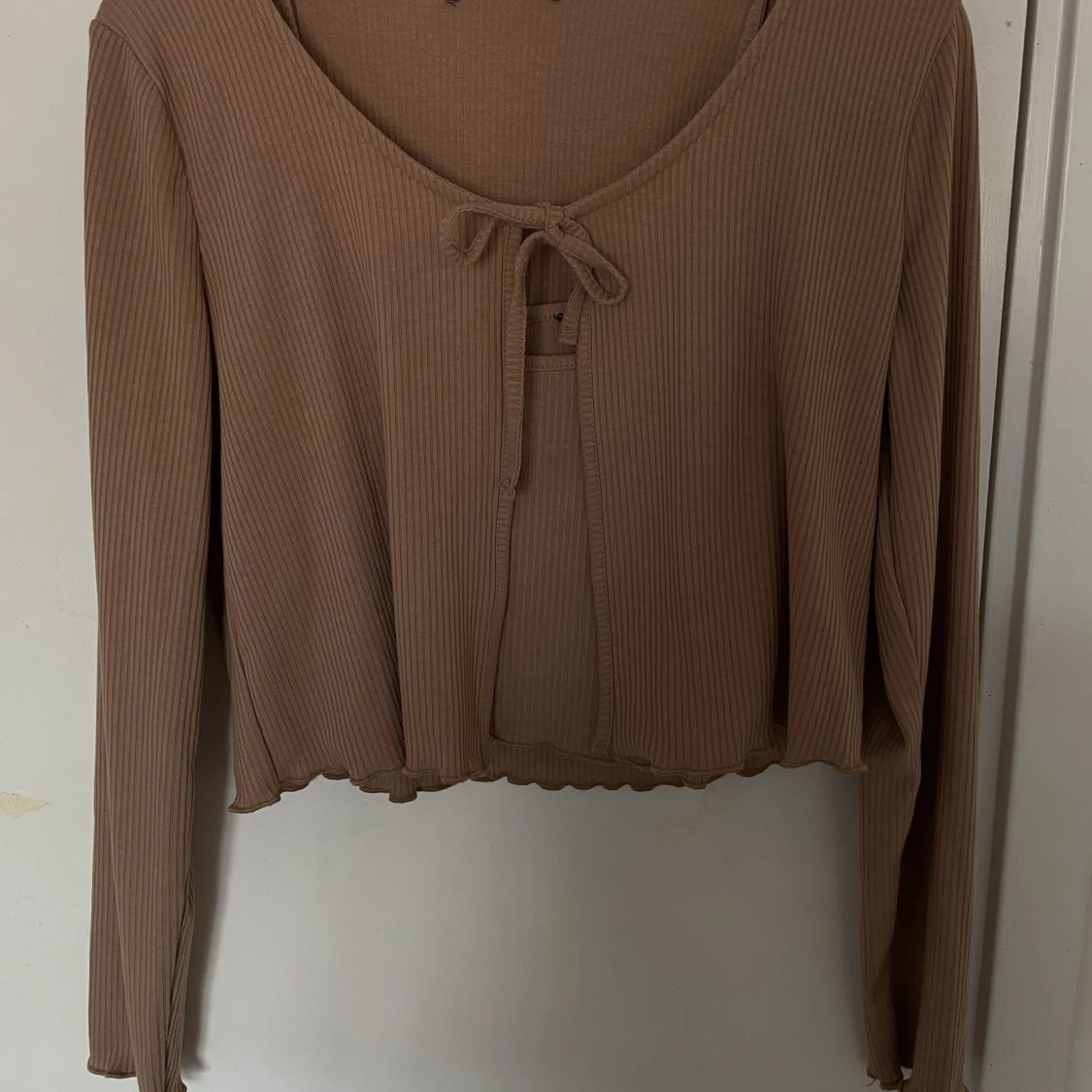 Brun ribbad 2-delad tröja 