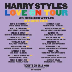 2 stycken ståbiljetter till Harry Styles konserten i Tyskland, merkur spiel-arena 28/6-23.