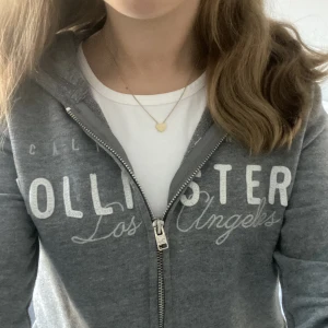 Hollister tröja  - Säljer en av mina favvo plagg, denna söta hoddie som har dragkedja, den är grå med en vit text där det står Hollister, så söt och skön 