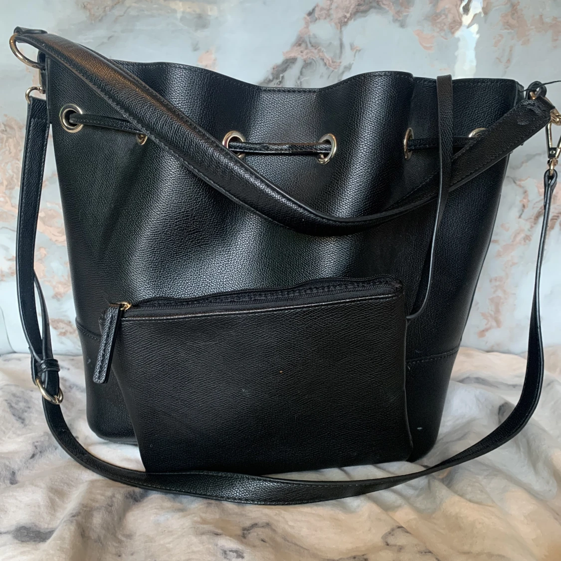 Black leather handbag  - 91