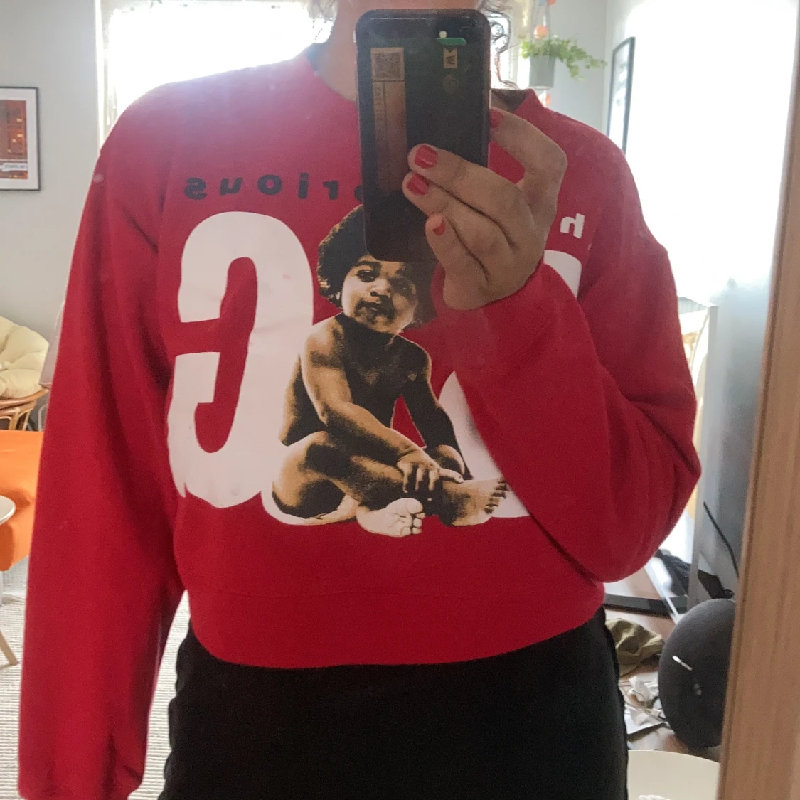 Croppad collegetröja The notorious B.I.G - 91