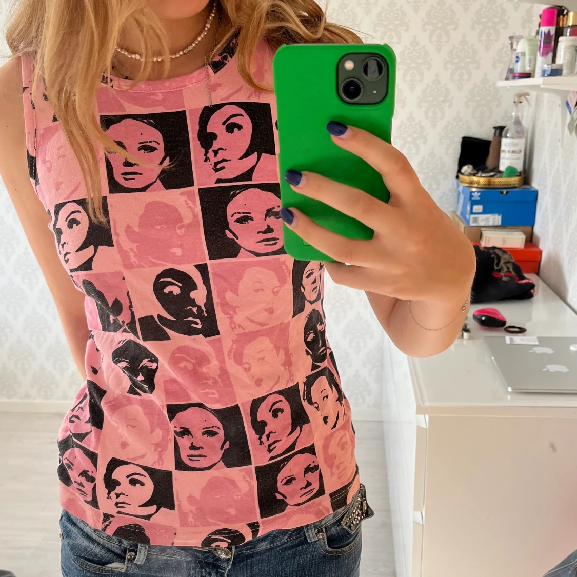 Rosa top med print
