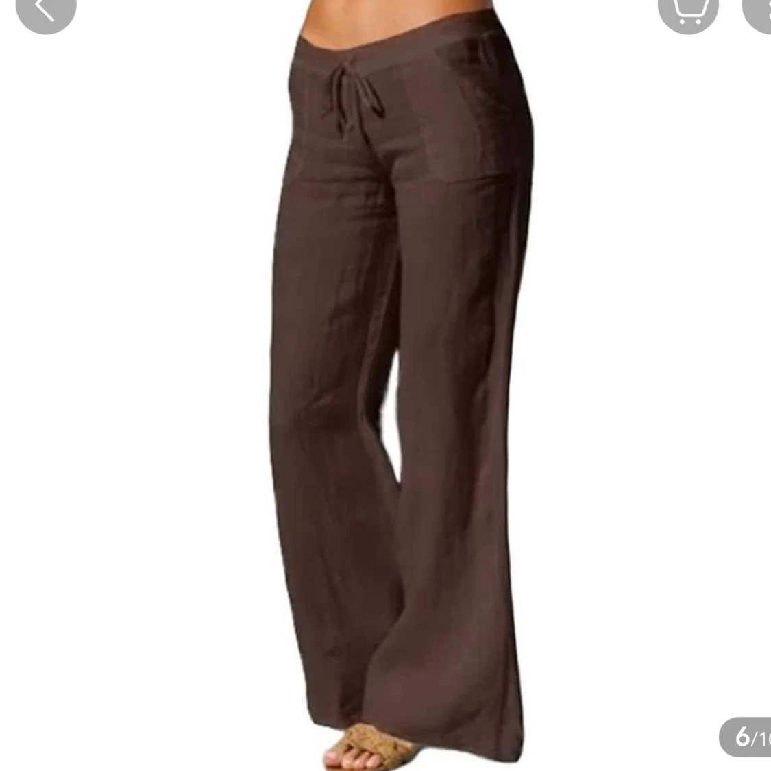 Bruna lågmidjade linnebyxor