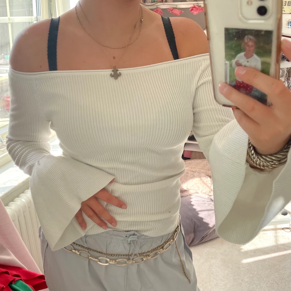 Vit offshoulder tröja - 90