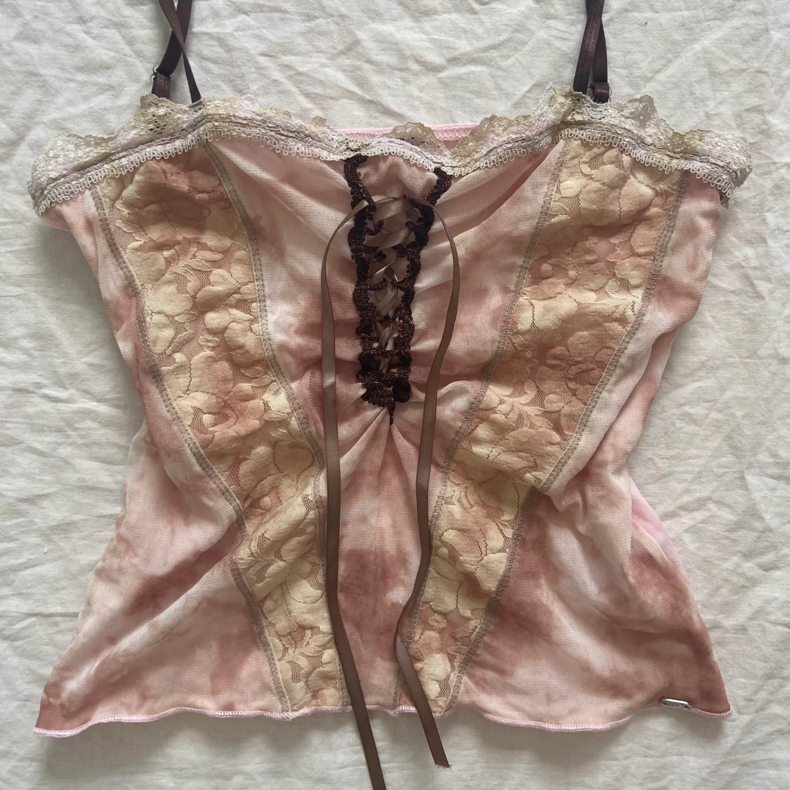 rosa topp med spets - 90