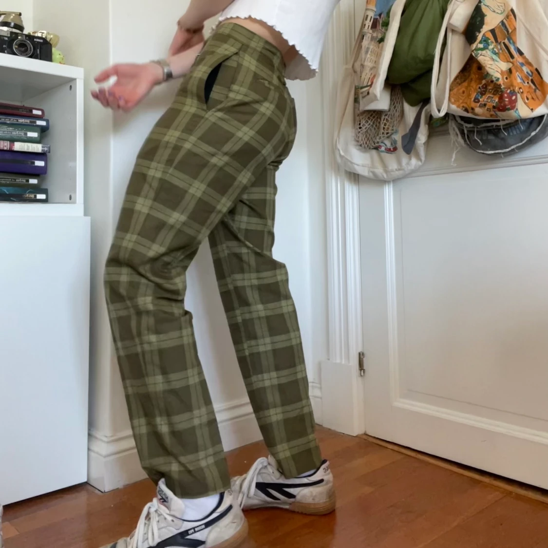 Gröna plaid byxor vintage 90s rutiga  - 90