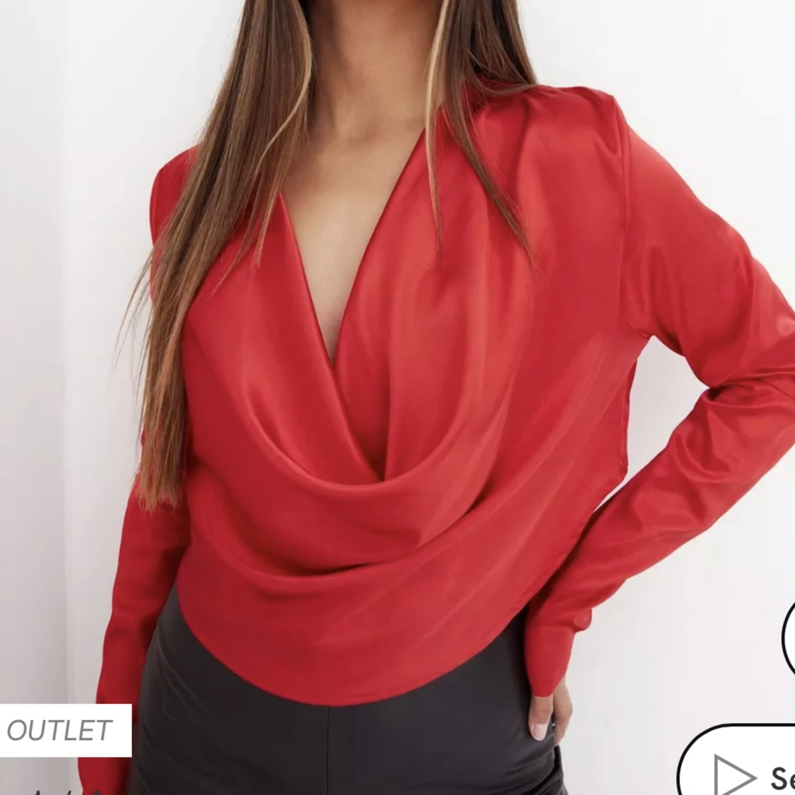 Röd satin topp - 90