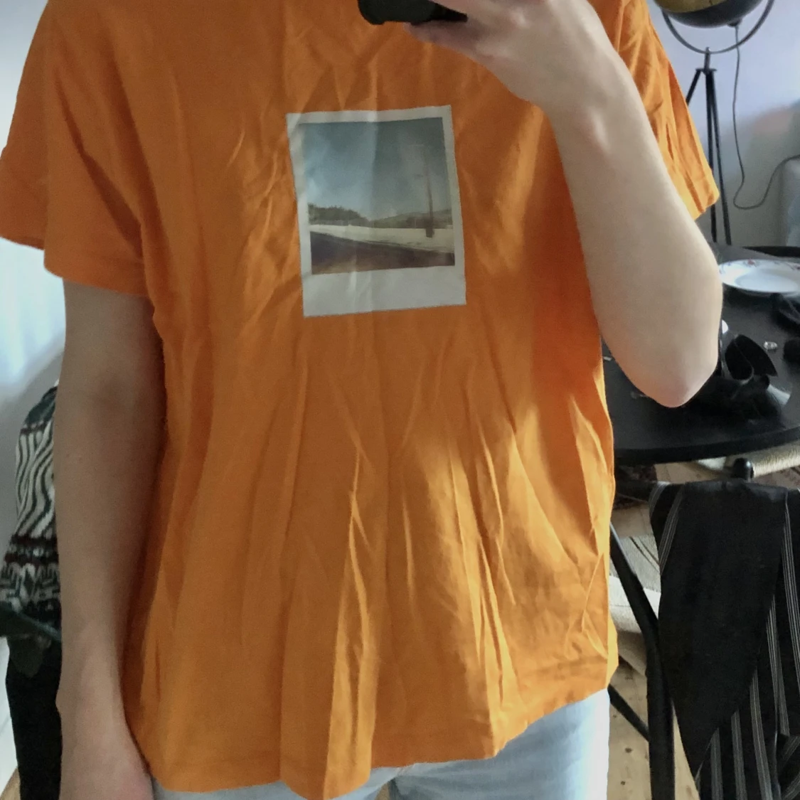 Orange t-shirt med print - 90