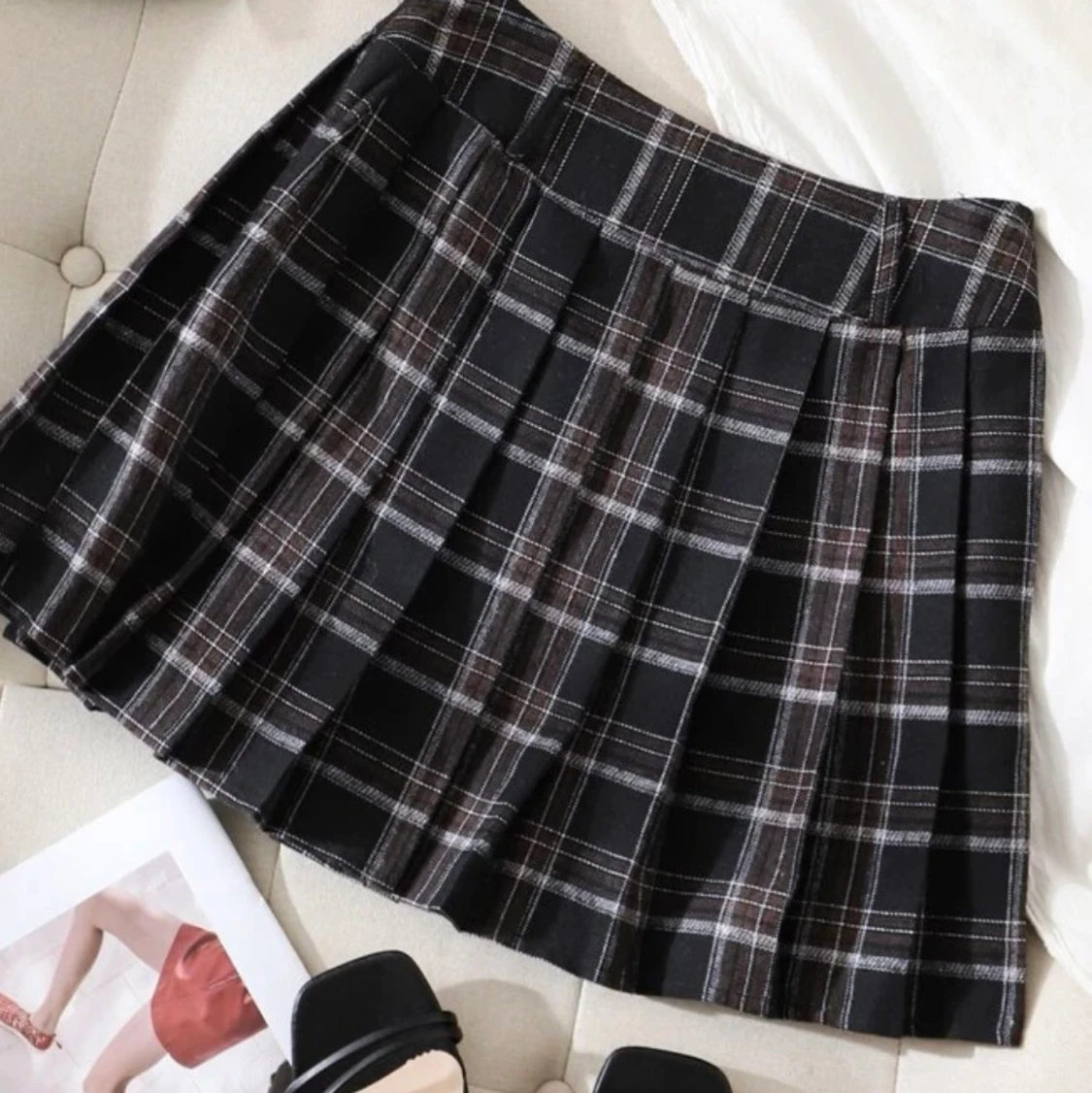 volangkjol med rutitmönster - 91