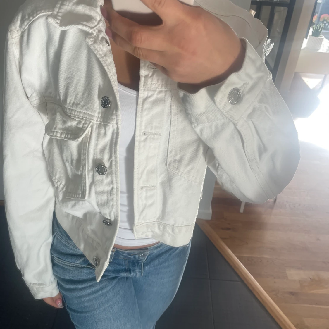 Vit jeans jacka  - 90