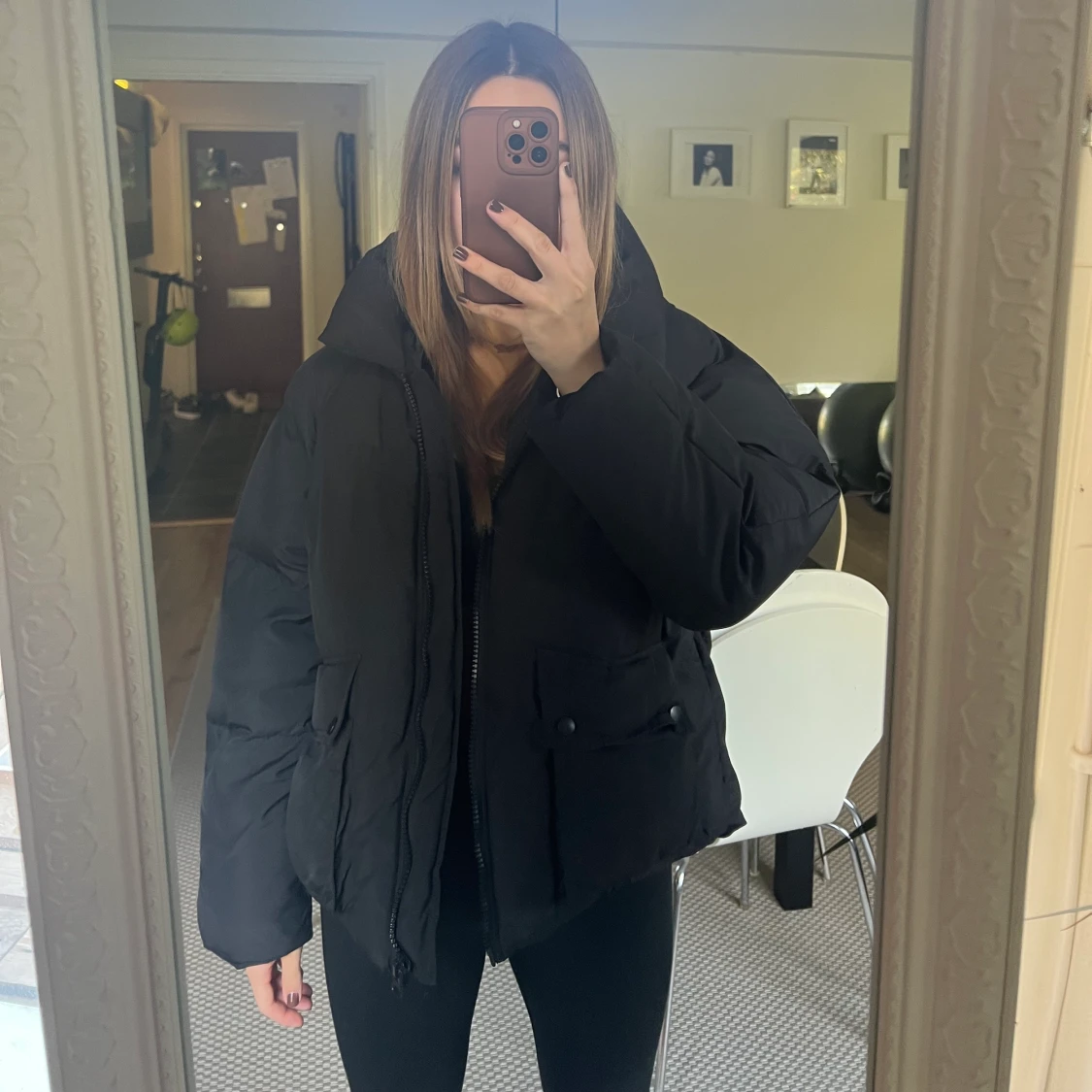 Svart puffar jacket  - 90