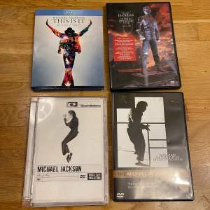 Säljer dessa fyra Michael Jackson filmer som ett set! Dem är i bra skick! 