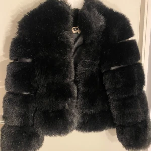Svart pälsjacka - Snygg svart pälsjacka med en lyxig och fluffig look. Perfekt för att hålla sig varm och stilren under kyliga dagar. En perfekt vinterjacka helt enkelt. 