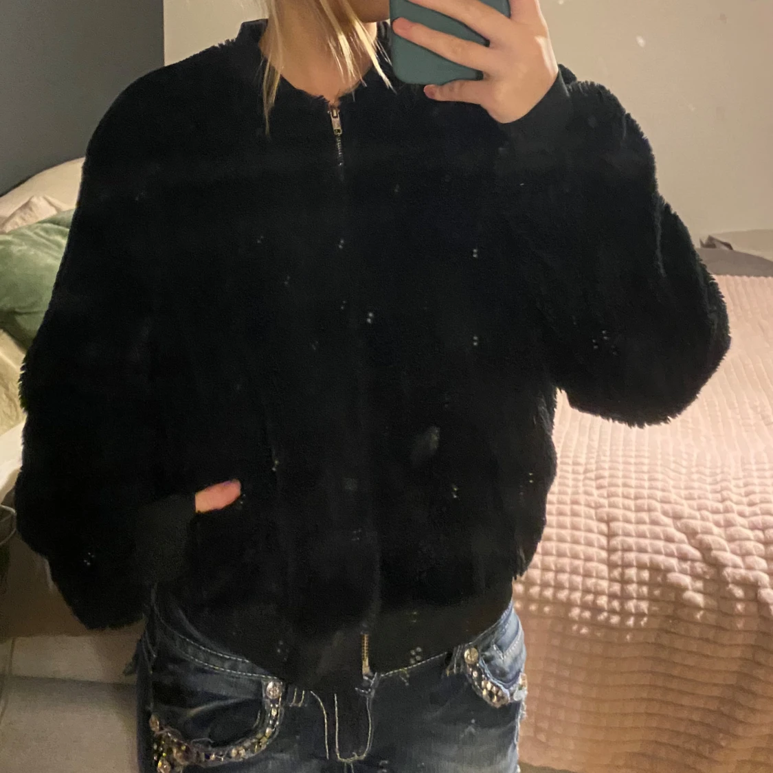 Svart pälsjacka - 91