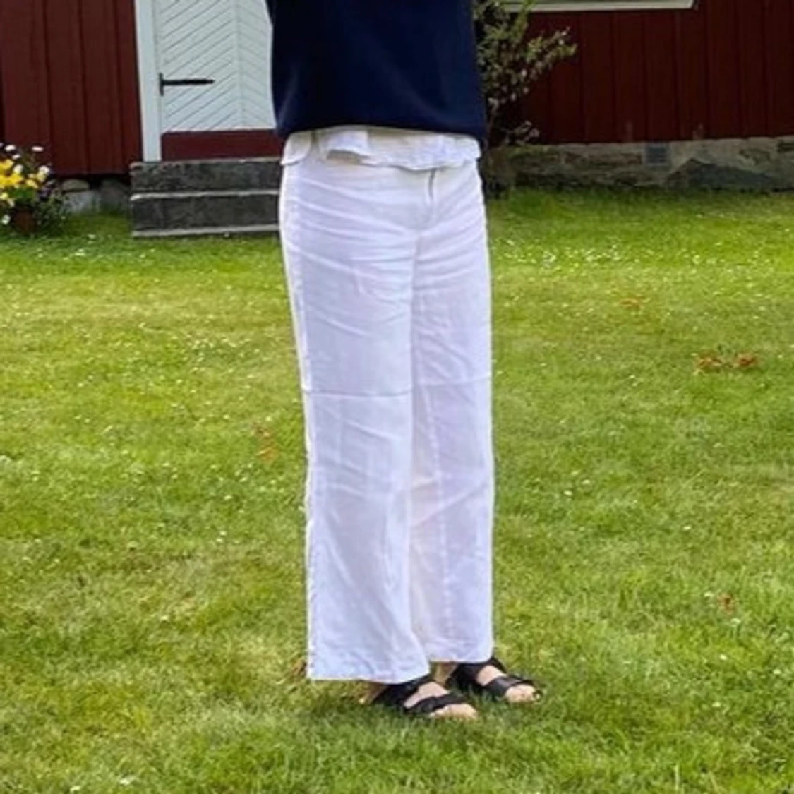 Lågmidjade raka linnebyxor - 92