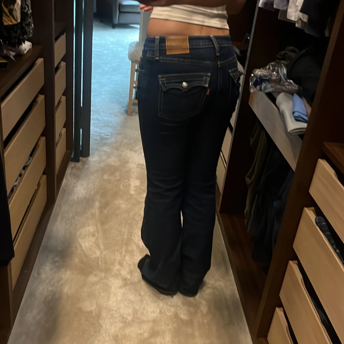 Mörkblå bootcut jeans - 90