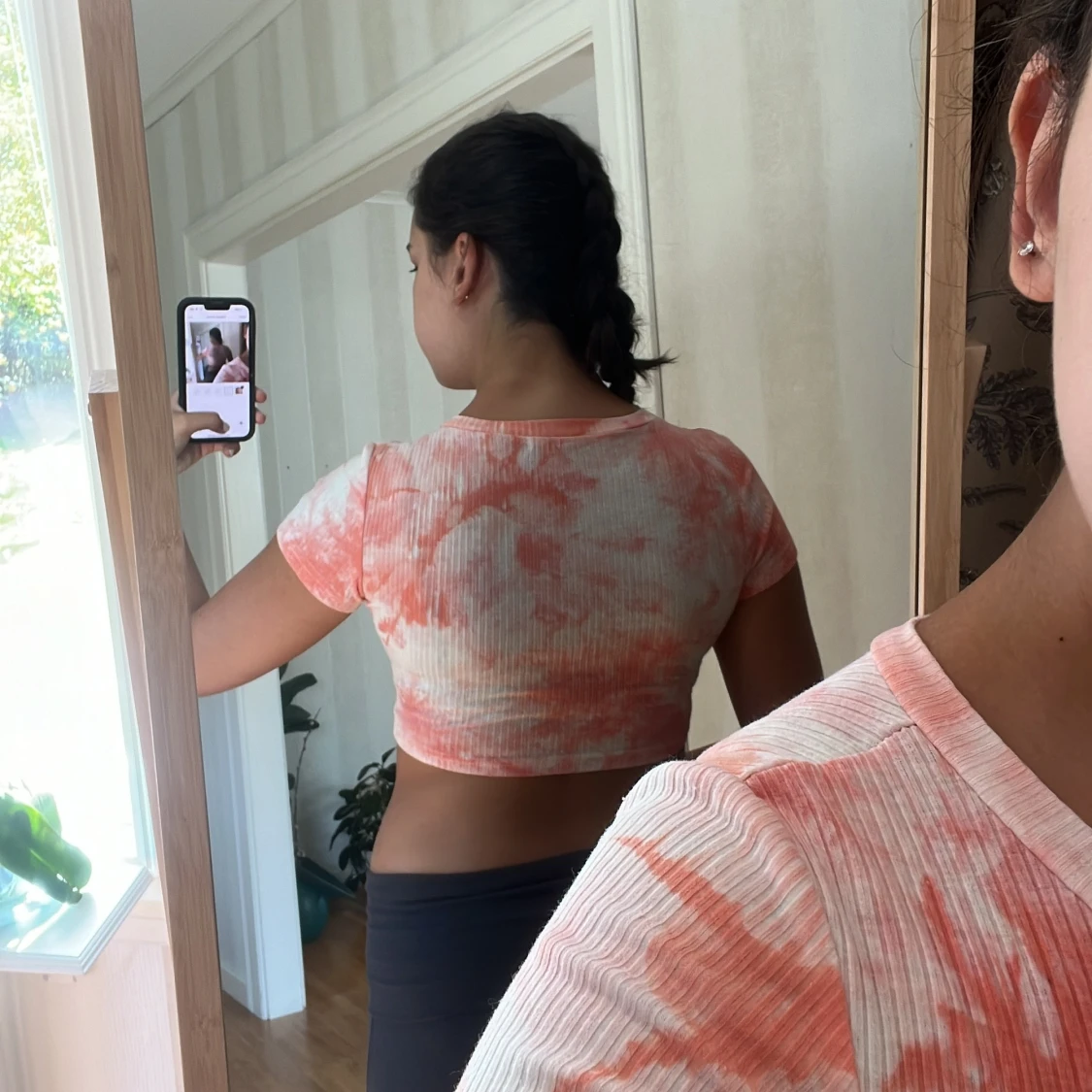 Rosa och vit croppad topp från Shein - 90