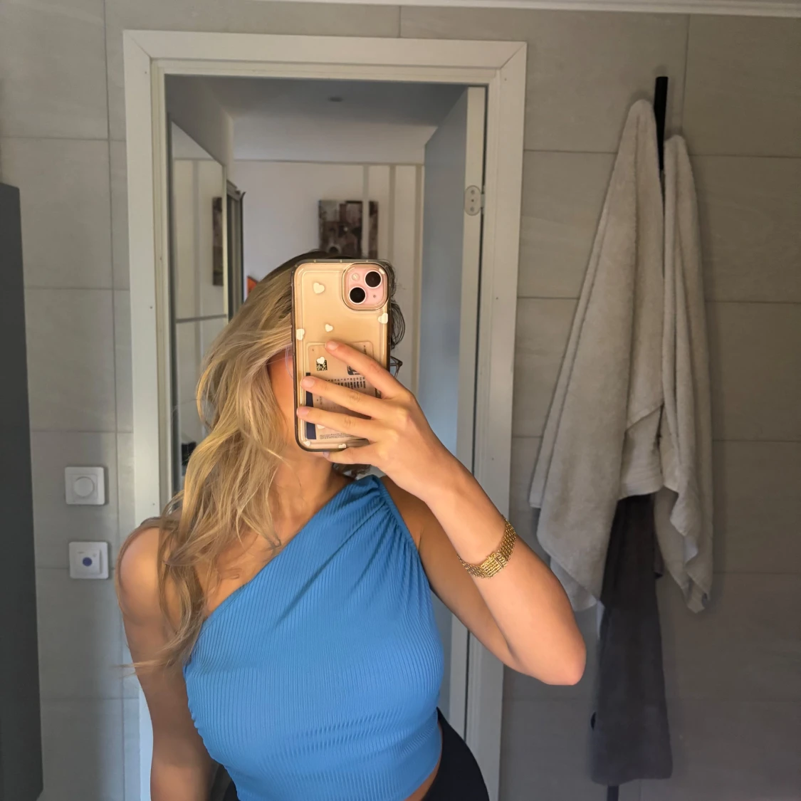 Blå oneshoulder topp - 91