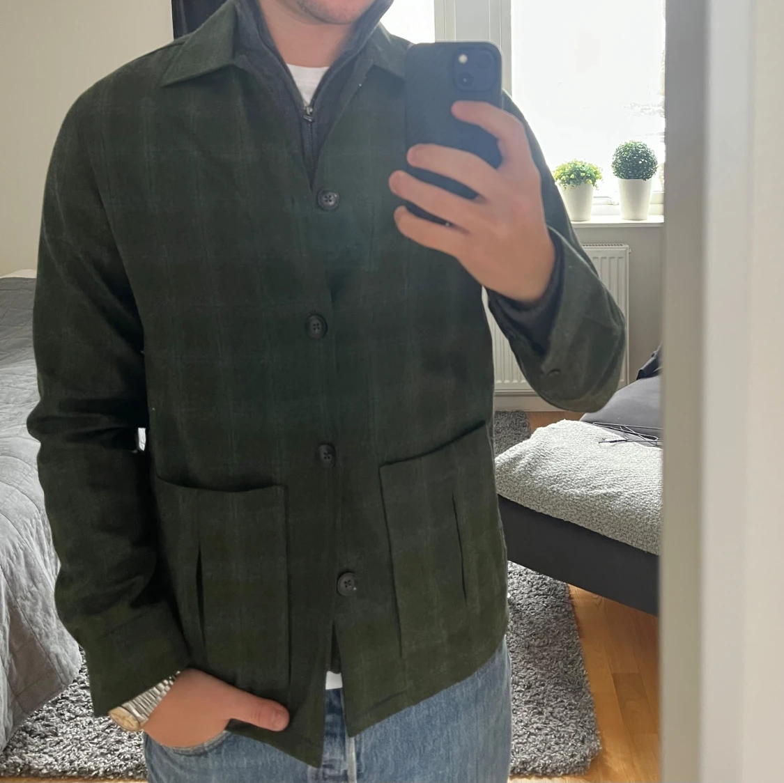 Grön rutig overshirt