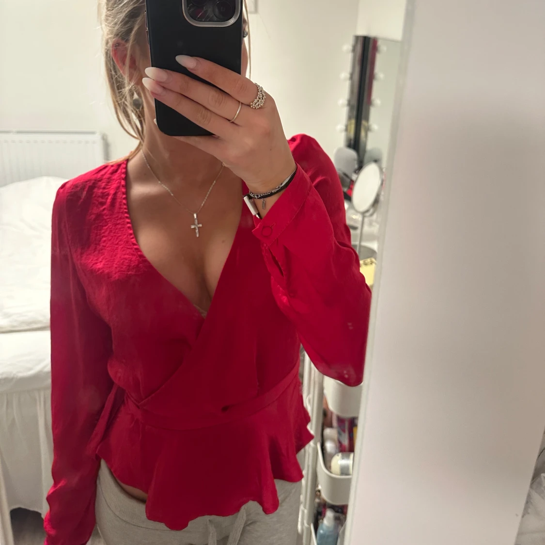 Röd omlottblus - 90