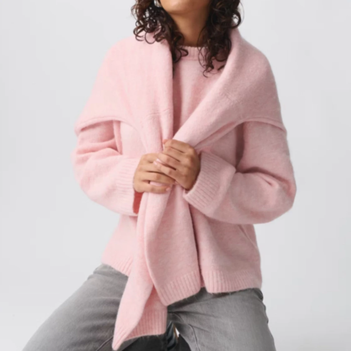 Rosa stickad tröja - 92