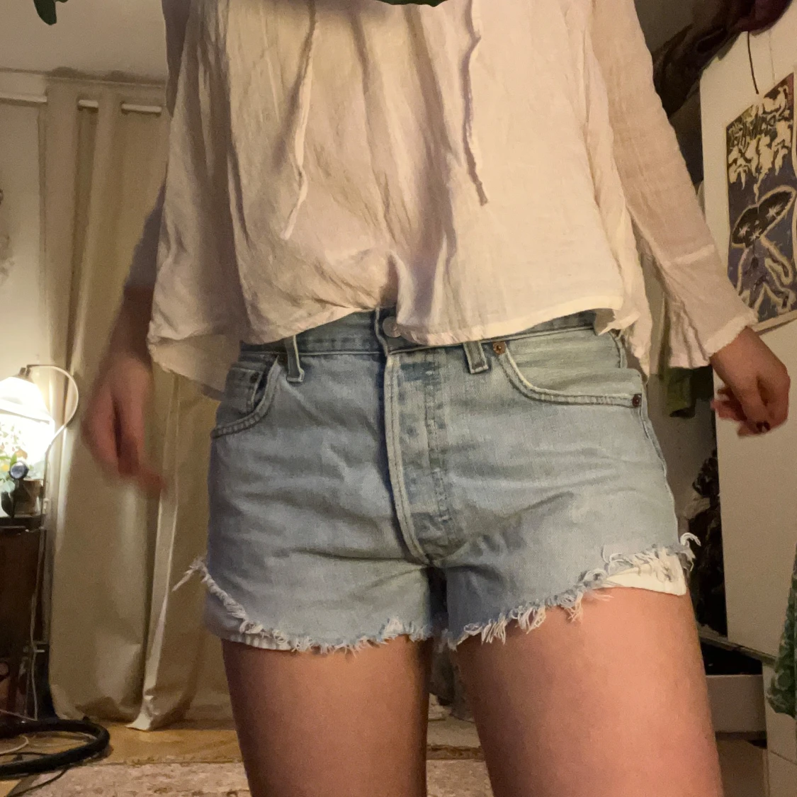 Ljusblå jeansshorts - 90