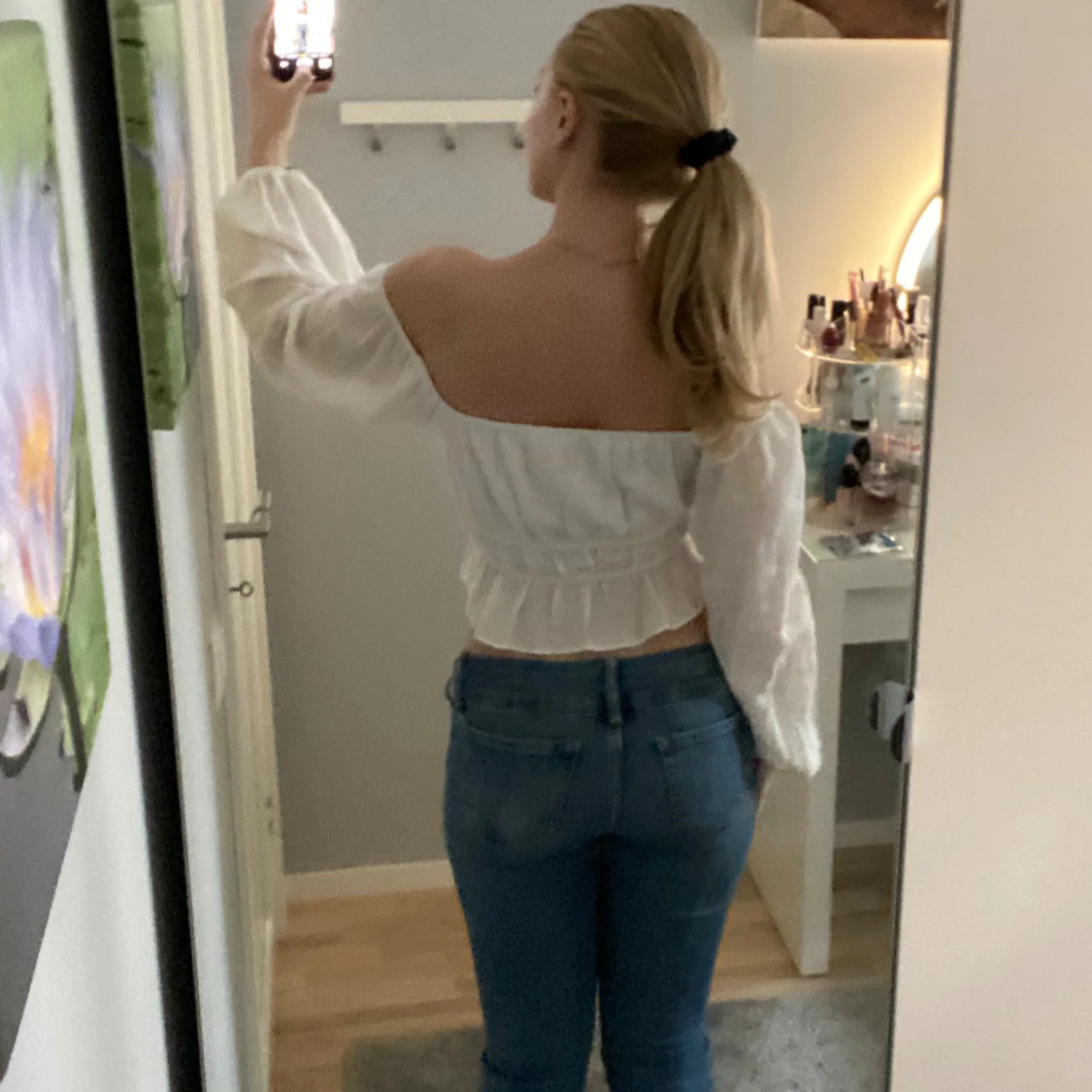 Offshoulder vit topp  - 90