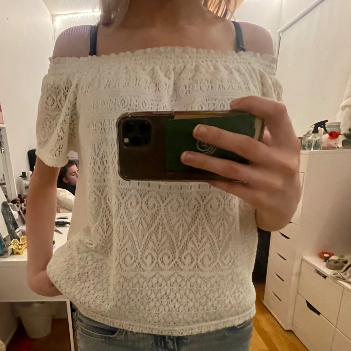 Vit mönstrad blus - 90