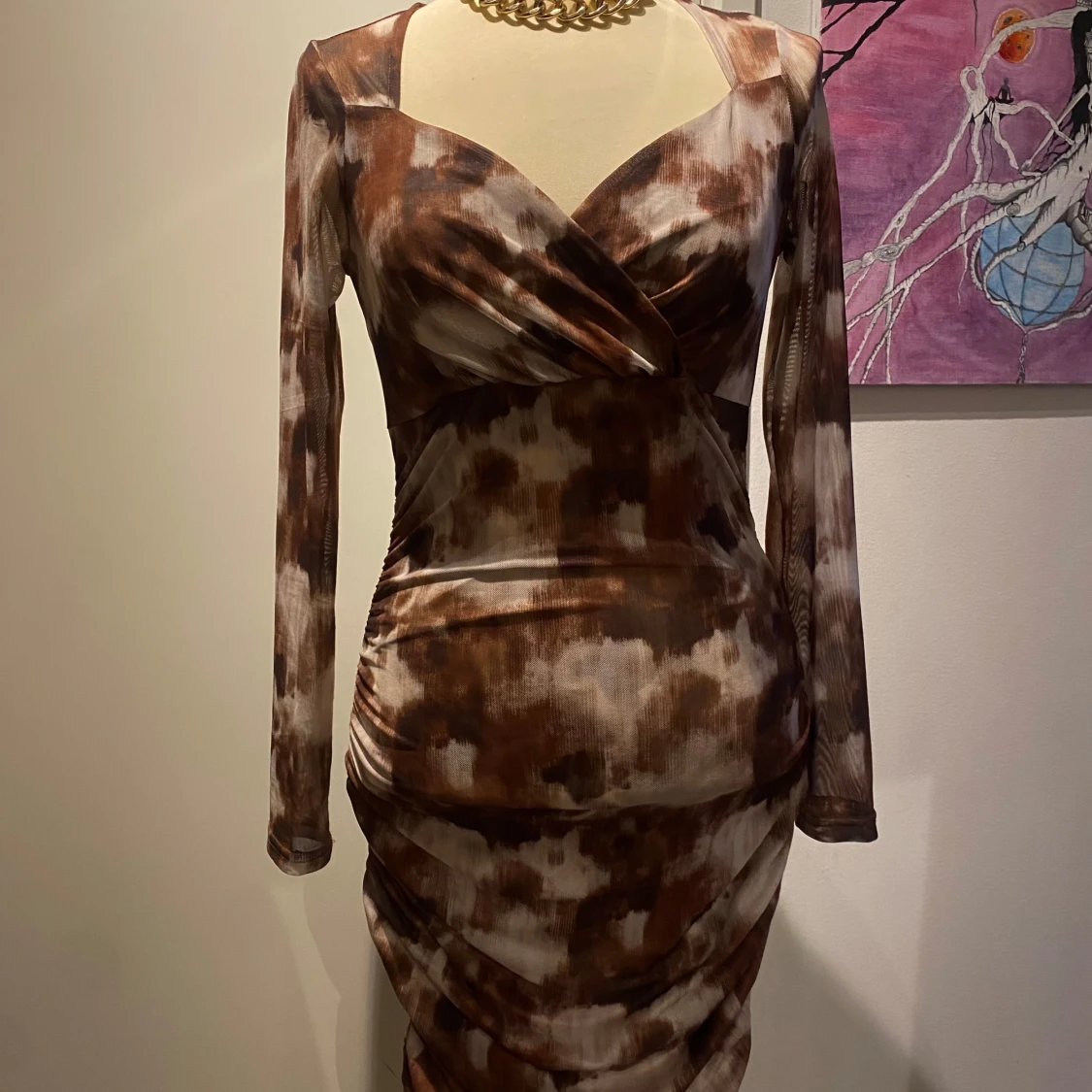 Brun och beige klänning