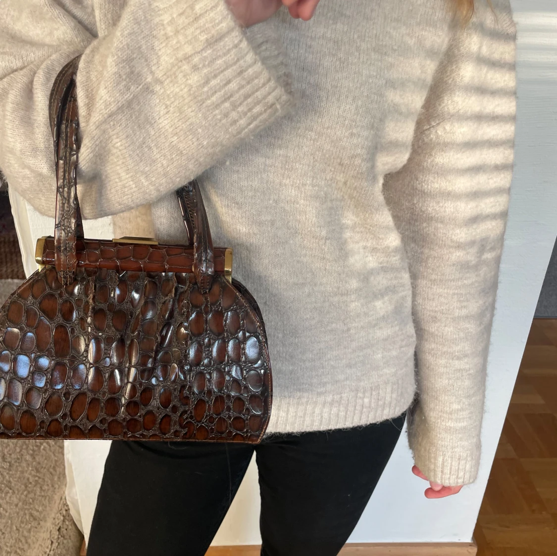 Brun väska i kalvskinn - 91