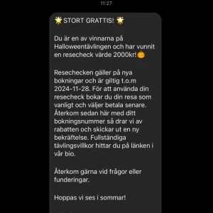 resecheck nordic invasion 1200kr - vann en resecheck på 2000kr på valfri resa med nordic invasion, men har redan bokat min resa och den gäller endast nya bokningar så säljer därför☺️säljer för 800kr så blir alltså 1200kr i rabatt🩷🩷 giltig till 28/11-24 så man måste boka innan det🥰