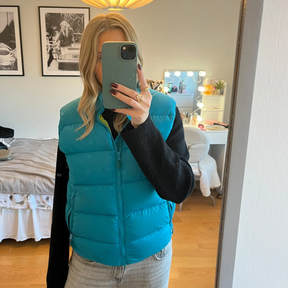 Turkos dunväst med dragkedja - 91