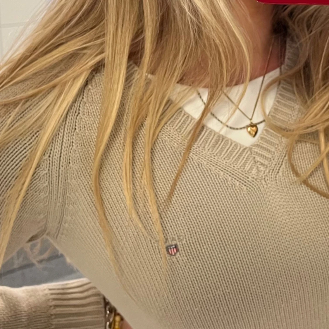 Beige stickad tröja från Gant - 90