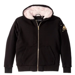 Svart hoodie med dragkedja och foder - Snygg svart moose knuckles hoodie barnstorlek L, motsvarar en vuxen XXS/XS. Perfekt inför vintern. Nypris 3.5 jag säljer för endast 1.5. 