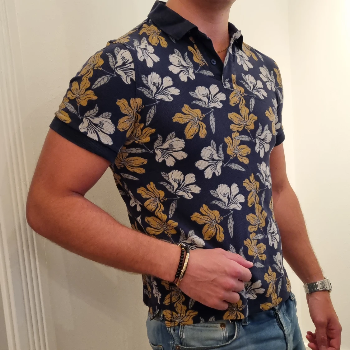 Pikétröja med blommigt mönster - 90