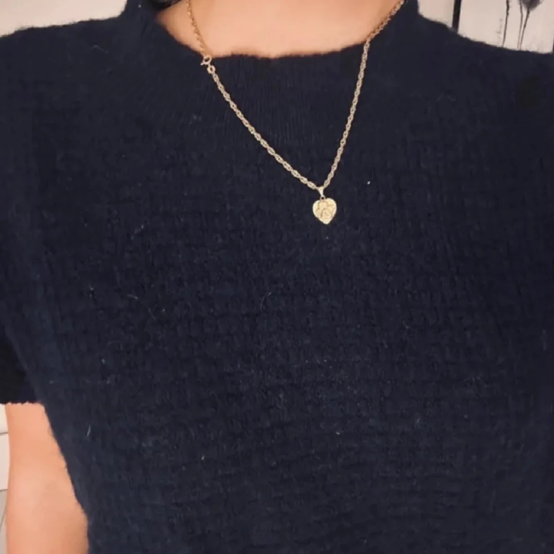 Stickad kortärmad tröja - 90