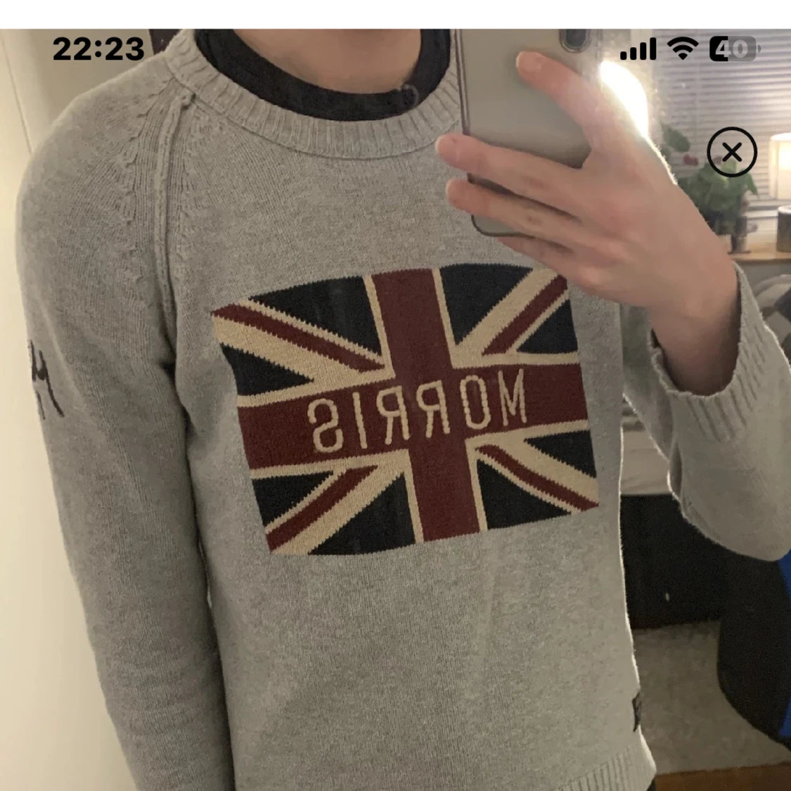 Grå tröja från Morris med Union Jack-motiv