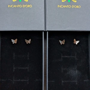 Fjäril örhänge set (QE133) - Silver S925, roseguld plätering.