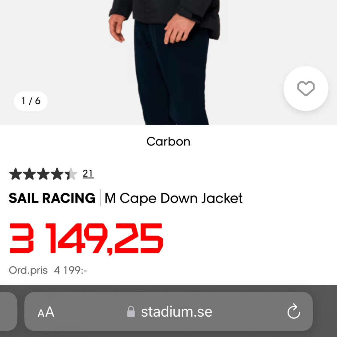 Svart Sail Racing dunjacka - 93