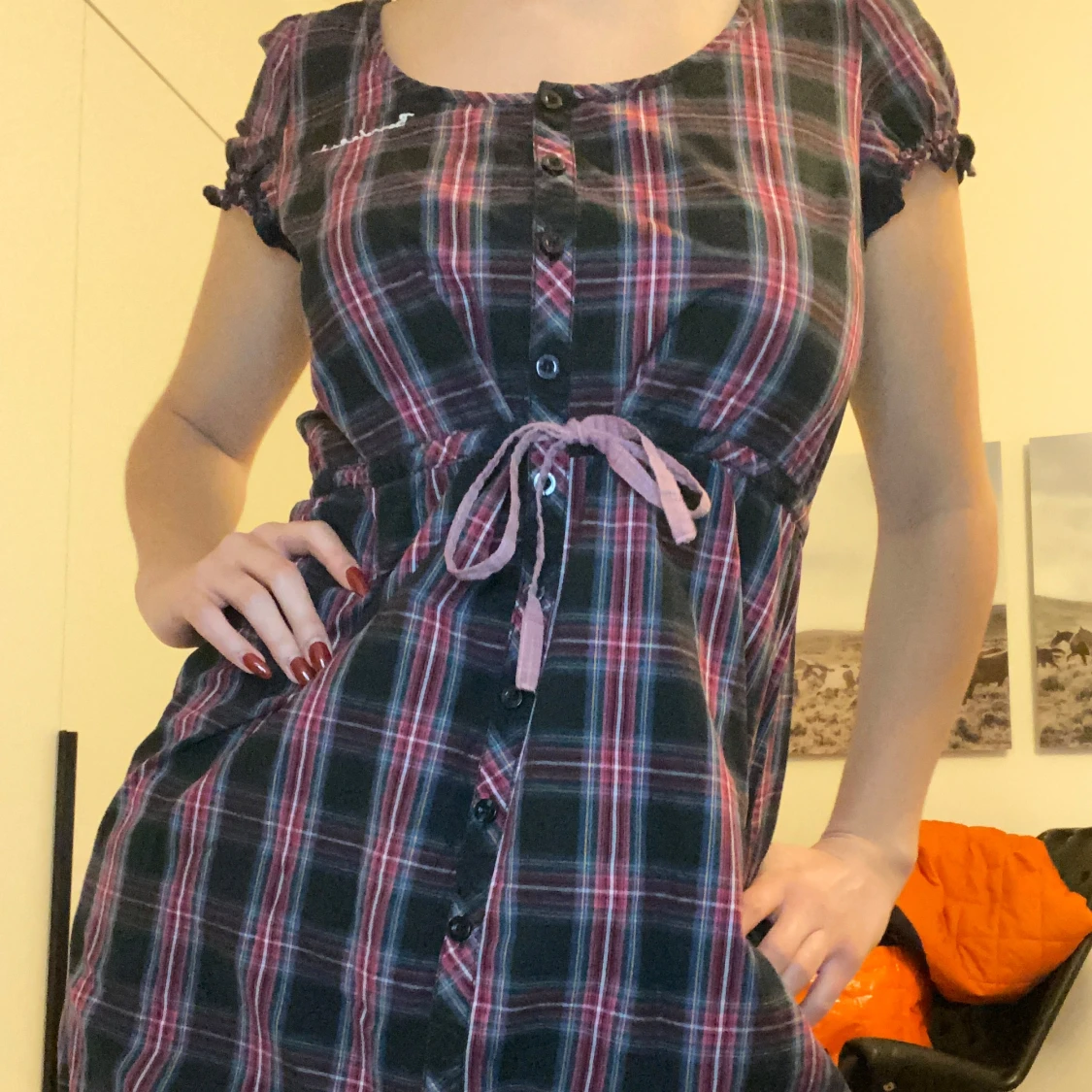 Rutig klänning från Bondelid - 90