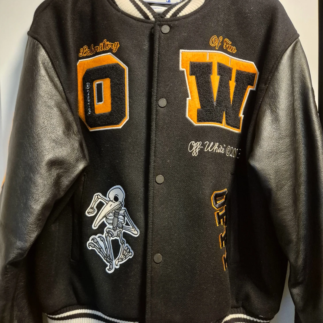 Off-White varsity jacket black orange 